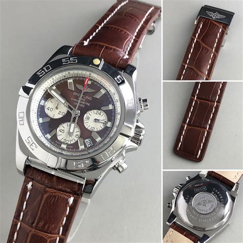 breitling chronomat brown leather stainless steel watch|breitling chronomat for sale.